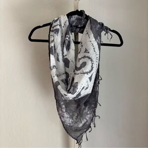 🌿 3 FOR $12 | Gray & White Fringe Hem Lightweight Cotton Scarf